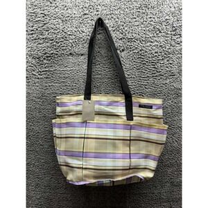 NWT Tote Le Monde Women's Woven Multi-Pocket Plaid Tote Bag Multicolor 18 x 14